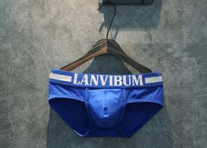 Фото - Чоловічі труси бріфи із бавовни модного крою Lanvibum синього кольору - Men box