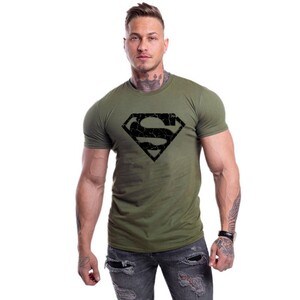 Фото - Футболка цвета хаки Sport Line с черным принтом Superman - Men box