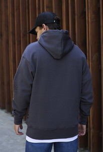Фото - Серое худи с черным принтом Staff trust oversize - Men box