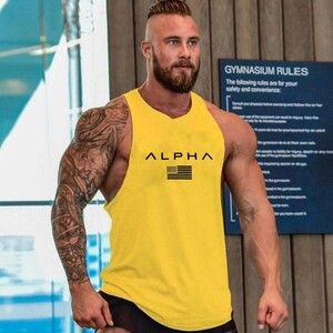 Фото - Желтая спортивная майка Sport Line с черным принтом - Men box
