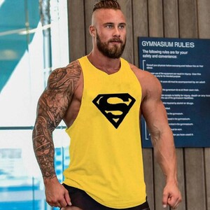 Фото - Желтая майка для фитнеса Sport Line с принтом Superman - Men box