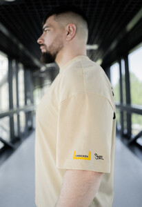 Фото - Патриотическая футболка Staff x Unbroken beige oversize - Men box