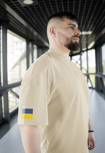 Фото - Патриотическая футболка Staff x Unbroken beige oversize - Men box