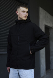 Фото - Однотонна чорна куртка Staff soft shell pu black - Men box