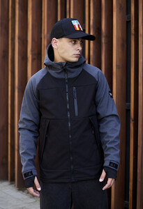 Фото - Двоколірна куртка Staff soft shell lokk black & gray - Men box