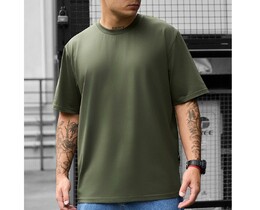 Фото - Однотонна футболка кольору хакі Staff khaki oversize - Men box