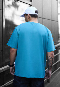 Фото - Яркая мужская футболка Staff blue turquoise oversize - Men box