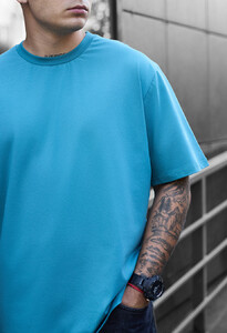 Фото - Яркая мужская футболка Staff blue turquoise oversize - Men box