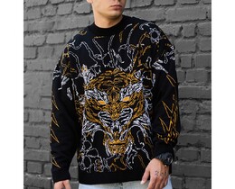 Фото - Вязаный свитер с животным принтом Staff c4 oversize - Men box
