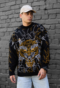 Фото - Вязаный свитер с животным принтом Staff c4 oversize - Men box