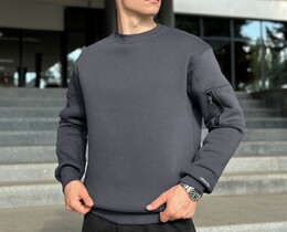 Фото - Темно-серый свитшот на флисе Pobedov Apex - Men box