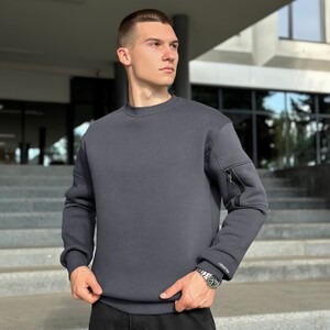 Фото - Темно-серый свитшот на флисе Pobedov Apex - Men box