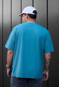 Фото - Однотонна футболка Staff blue turquoise oversize - Men box