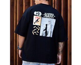 Фото - Молодіжна чорна футболка Staff mask oversize - Men box