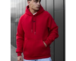 Фото - Червоне унісекс худі Staff red logo oversize fleece - Men box