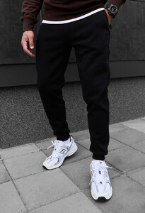 Фото - Однотонные черные спортивки Staff bex black fleece - Men box