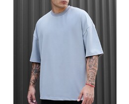 Фото - Базова оверсайз футболка Staff light gray basic oversize - Men box