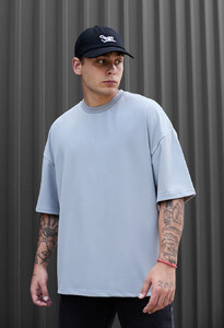 Фото - Базова оверсайз футболка Staff light gray basic oversize - Men box