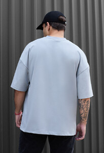 Фото - Базова оверсайз футболка Staff light gray basic oversize - Men box