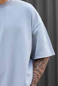 Фото - Базова оверсайз футболка Staff light gray basic oversize - Men box