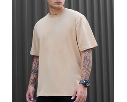 Фото - Однотонна бежева футболка Staff beige oversize - Men box