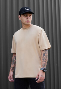 Фото - Однотонна бежева футболка Staff beige oversize - Men box