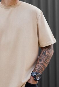 Фото - Однотонна бежева футболка Staff beige oversize - Men box