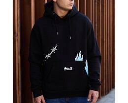 Фото - Черное оверсайз худи Staff fire oversize fleece - Men box