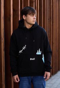 Фото - Черное оверсайз худи Staff fire oversize fleece - Men box