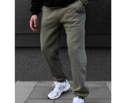 Фото - Теплі штани кольору хакі Staff lu khaki logo fleece - Men box