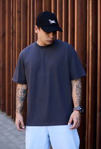 Фото - Темно-сіра футболка Staff dark gray oversize - Men box