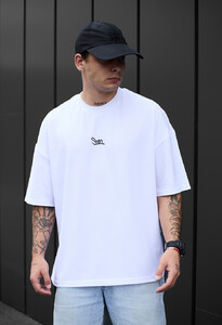Фото - Базова біла футболка Staff white logo oversize - Men box