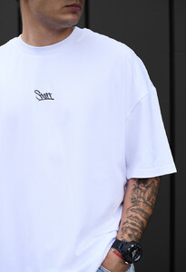Фото - Базова біла футболка Staff white logo oversize - Men box
