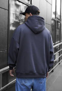 Фото - Теплое темно-серое худи Staff dark gray oversize fleece - Men box
