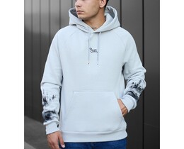 Фото - Светло-серое теплое худи Staff logo & forest oversize fleece - Men box