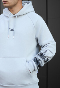 Фото - Светло-серое теплое худи Staff logo & forest oversize fleece - Men box