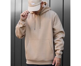 Фото - Повседневное теплое худи Staff beige oversize fleece - Men box