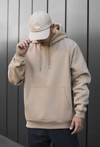 Фото - Повседневное теплое худи Staff beige oversize fleece - Men box