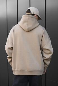 Фото - Повседневное теплое худи Staff beige oversize fleece - Men box