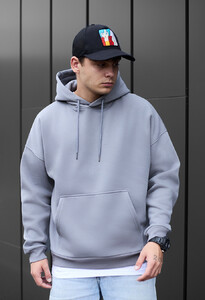Фото - Зимнее худи в сером цвете Staff find yourself oversize fleece - Men box