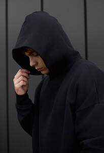 Фото - Базовое зимнее худи Staff black oversize fleece - Men box