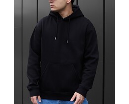 Фото - Однотонне чорне худі Staff black fleece - Men box