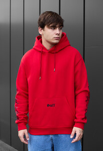 Фото - Червоне зимове худі Staff logo & tiger oversize fleece - Men box