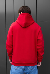 Фото - Червоне зимове худі Staff logo & tiger oversize fleece - Men box