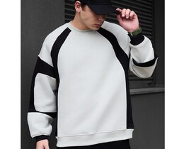 Фото - Теплый свитшот Staff light gray & black oversize fleece - Men box