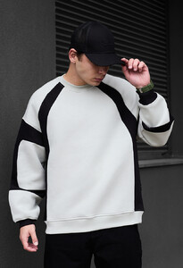 Фото - Теплый свитшот Staff light gray & black oversize fleece - Men box