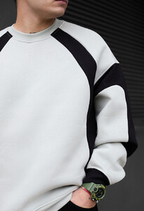 Фото - Теплый свитшот Staff light gray & black oversize fleece - Men box