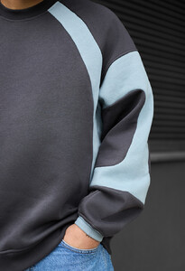 Фото - Зимний свитшот Staff gray & light blue oversize fleece - Men box