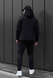 Фото - Утеплений чорний костюм Staff col black cargo cant fleece - Men box