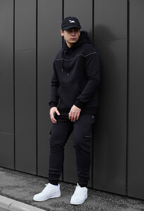 Фото - Утеплений чорний костюм Staff col black cargo cant fleece - Men box